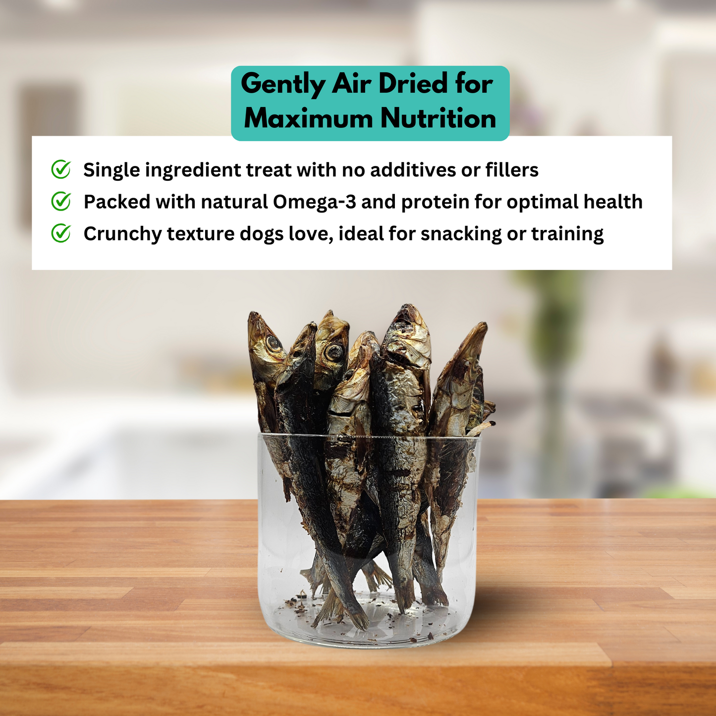 ALFIE'S TREATOS Dried Fish Dog Treats - Sardines for Dogs - Smooch & Scratch