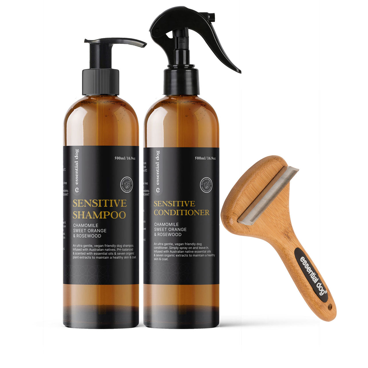 500ml Sensitive Shampoo & Conditioner & Natural Bamboo Brush - Smooch & Scratch