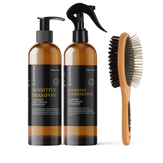 500ml Sensitive Shampoo & Conditioner & Natural Bamboo Brush - Smooch & Scratch