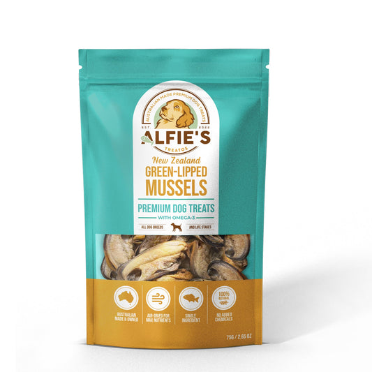 ALFIE'S TREATOS Green Lipped Mussels for Dogs, Green Mussel Supplement - Smooch & Scratch