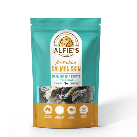 ALFIE'S TREATOS Fish Skin Dog Treats - Salmon Skin Treats for Dogs - Smooch & Scratch