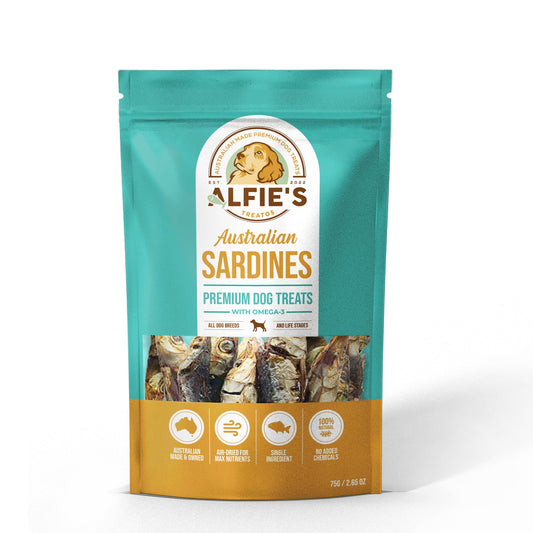 ALFIE'S TREATOS Dried Fish Dog Treats - Sardines for Dogs - Smooch & Scratch